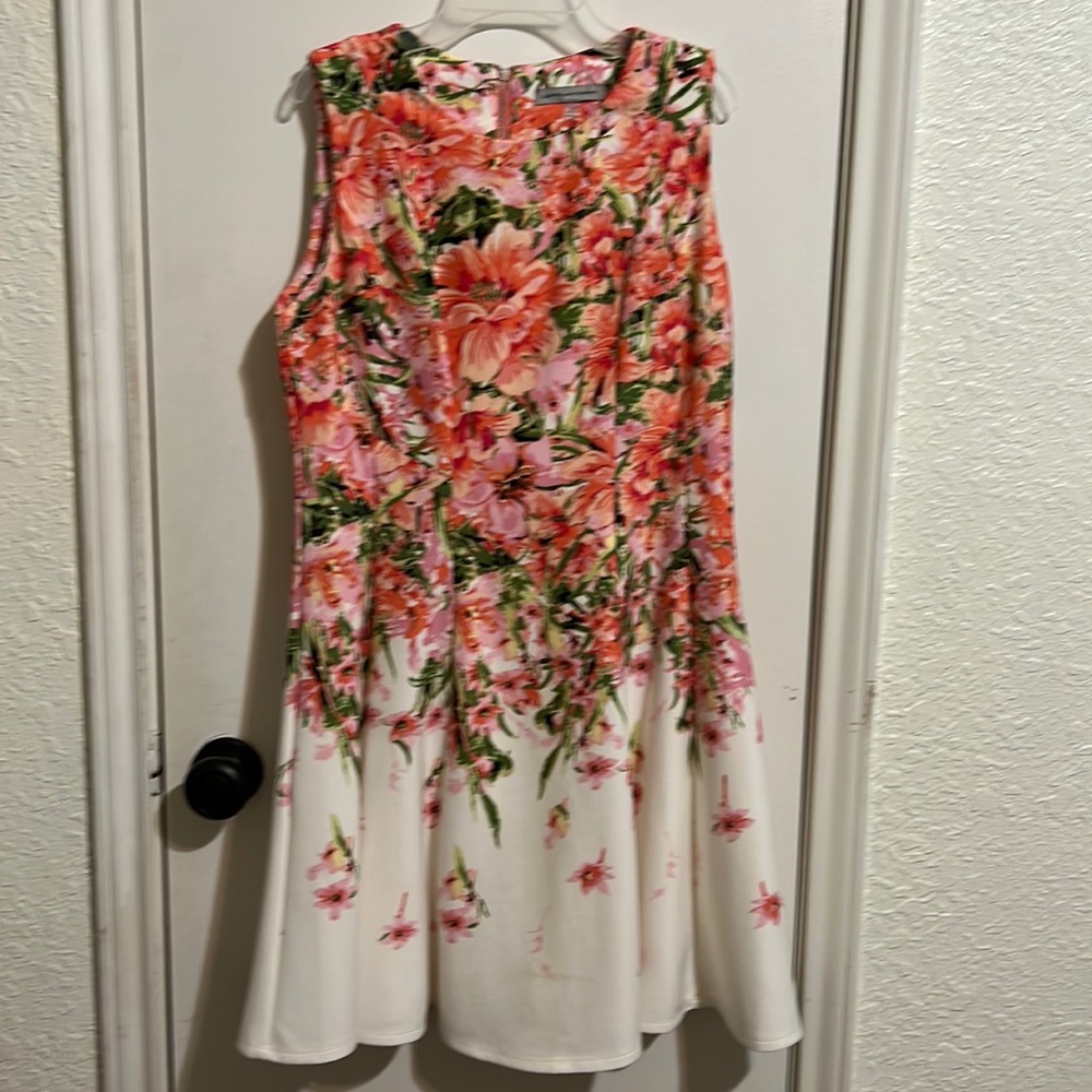women’s floral, very formal dress.